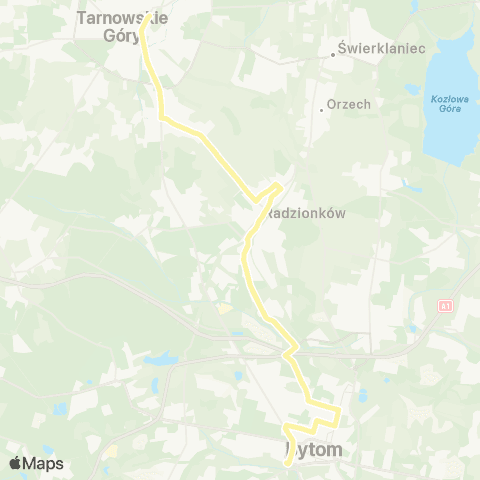 Zarząd Transportu Metropolitalnego GZM Tarnowskie Góry dworzec - Bytom dworzec map