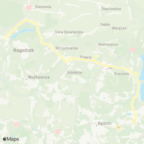 Zarząd Transportu Metropolitalnego GZM Dąbrowa Górnicza dworzec PKP - Dobieszowice skrzyżowanie map
