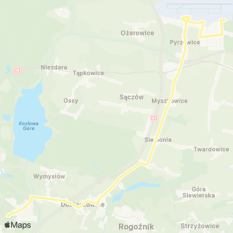 Zarząd Transportu Metropolitalnego GZM Osiedle Wieczorka dworzec - Pyrzowice Port Lotniczy (Katowice Airport) map