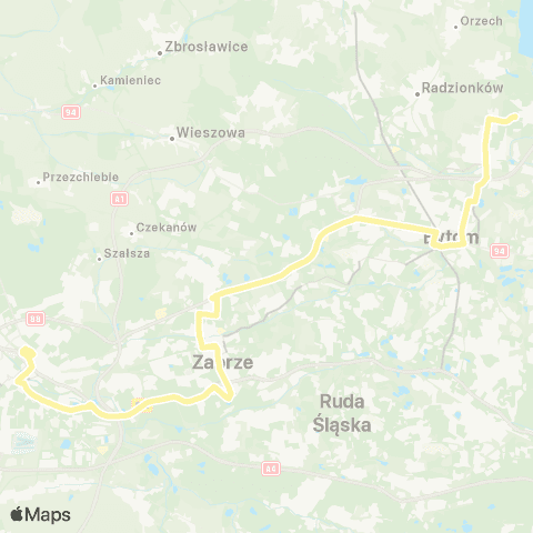 Zarząd Transportu Metropolitalnego GZM Gliwice centrum przesiadkowe - osiedle Wieczorka dworzec map