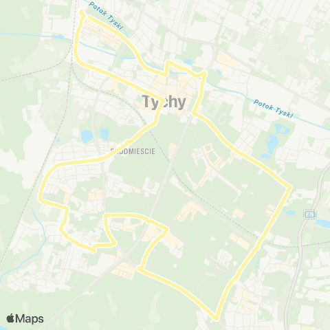 Zarząd Transportu Metropolitalnego GZM Tychy dworzec PKP - Tychy dworzec PKP map