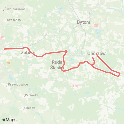 Zarząd Transportu Metropolitalnego GZM Chorzów Batory zajezdnia - Chorzów dworcowa map