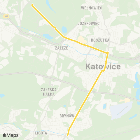 Zarząd Transportu Metropolitalnego GZM Chorzów stadion Śląski pętla Zach. - Brynów centrum przesiadkowe map