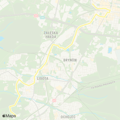 Zarząd Transportu Metropolitalnego GZM Katowice Sądowa - Ligota Akademiki map