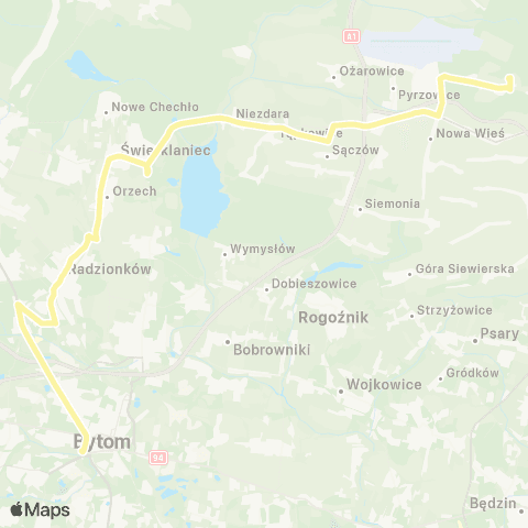 Zarząd Transportu Metropolitalnego GZM Mierzęcice PKP - Bytom dworzec map