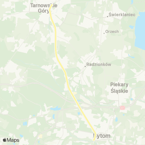 Zarząd Transportu Metropolitalnego GZM Tarnowskie Góry dworzec - Bytom dworzec map