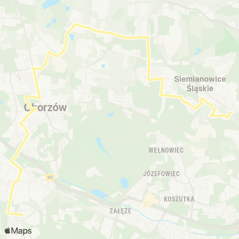 Zarząd Transportu Metropolitalnego GZM Siemianowice Powstańców pętla - Chorzów Batory pętla map