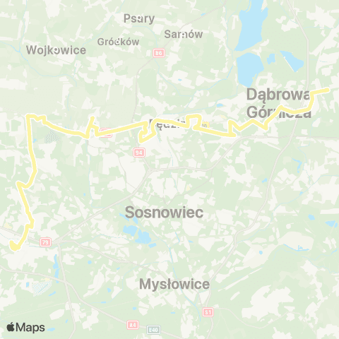 Zarząd Transportu Metropolitalnego GZM Tworzeń Huta Katowice - Katowice Sądowa map