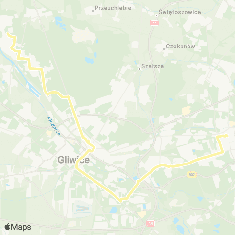 Zarząd Transportu Metropolitalnego GZM Zabrze Goethego - Łabędy Huta map