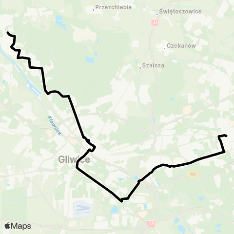 Zarząd Transportu Metropolitalnego GZM Zabrze Goethego - Łabędy Huta map