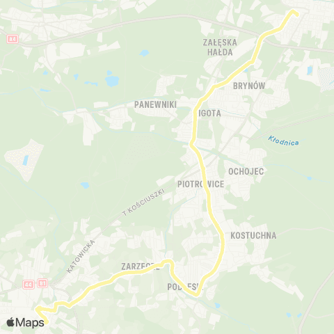 Zarząd Transportu Metropolitalnego GZM Katowice Skłodowskiej dworzec - Mikołów dworzec map