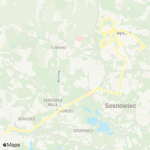 Zarząd Transportu Metropolitalnego GZM Będzin Kościuszki - Katowice Piotra Skargi map