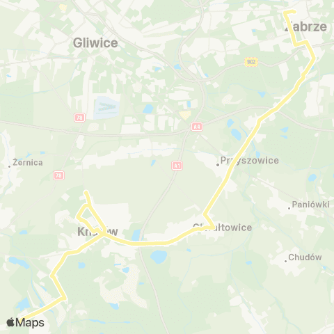 Zarząd Transportu Metropolitalnego GZM Zabrze Goethego - Szczygłowice centrum przesiadkowe map