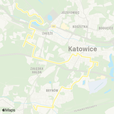 Zarząd Transportu Metropolitalnego GZM Osiedle Tysiąclecia pętla - Ligota Kolejowa map