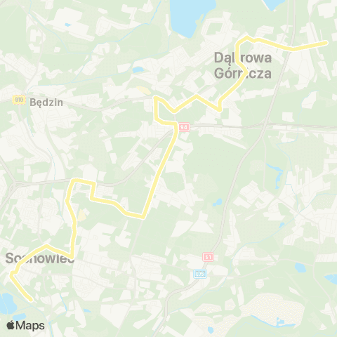 Zarząd Transportu Metropolitalnego GZM Osiedle Naftowa pętla - Dąbrowa Górnicza dworzec PKP map