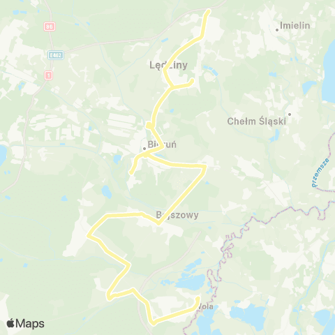 Zarząd Transportu Metropolitalnego GZM Hołdunów pętla - Wola skrzyżowanie map