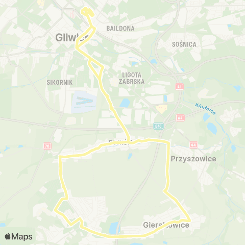 Zarząd Transportu Metropolitalnego GZM Gliwice centrum przesiadkowe - Gliwice centrum przesiadkowe map