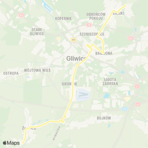 Zarząd Transportu Metropolitalnego GZM Żerniki osiedle - Żernica pętla map