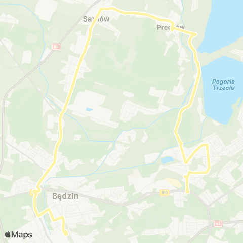 Zarząd Transportu Metropolitalnego GZM Będzin Kościuszki - Dąbrowa Górnicza dworzec PKP map