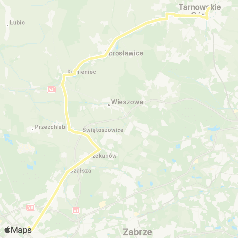 Zarząd Transportu Metropolitalnego GZM Tarnowskie Góry dworzec - Gliwice centrum przesiadkowe map