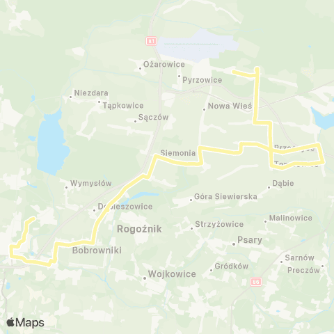 Zarząd Transportu Metropolitalnego GZM Osiedle Wieczorka dworzec - Mierzęcice PKP map