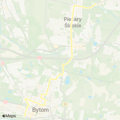 Zarząd Transportu Metropolitalnego GZM Osiedle Wieczorka dworzec - Bytom dworzec map