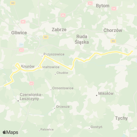 Zarząd Transportu Metropolitalnego GZM Katowice Andrzeja dworzec - Szczygłowice centrum przesiadkowe map