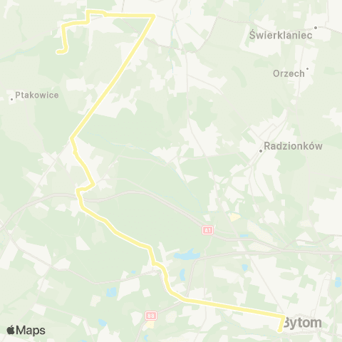 Zarząd Transportu Metropolitalnego GZM Bytom dworzec - Stare Tarnowice GCR map