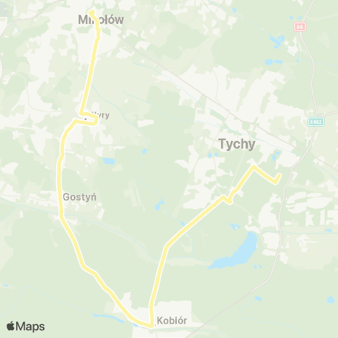 Zarząd Transportu Metropolitalnego GZM Tychy szpital Wojewódzki - Mikołów dworzec map