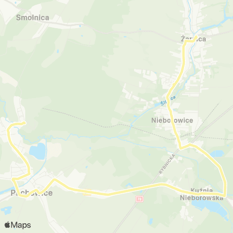 Zarząd Transportu Metropolitalnego GZM Żernica skrzyżowanie - Leboszowice Las map