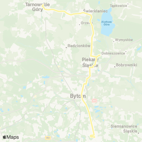 Zarząd Transportu Metropolitalnego GZM Tarnowskie Góry dworzec - Chorzów muzeum Hutnictwa map