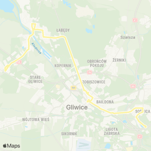 Zarząd Transportu Metropolitalnego GZM Sośnica osiedle Żeromskiego - Brzezinka Przemyska map