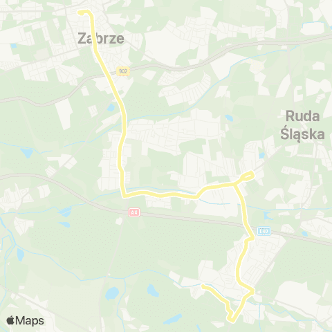 Zarząd Transportu Metropolitalnego GZM Zabrze Goethego - Halemba pętla map