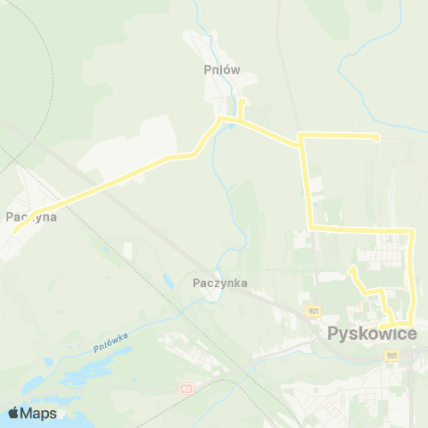 Zarząd Transportu Metropolitalnego GZM Pyskowice szpitalna - Paczyna map