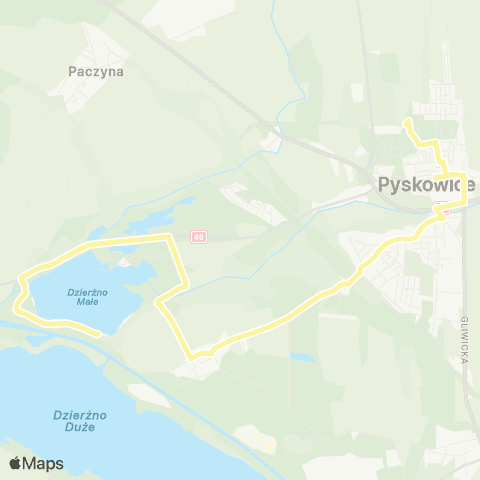Zarząd Transportu Metropolitalnego GZM Pyskowice szpitalna - Dzierżno Nad Kanałem pętla map