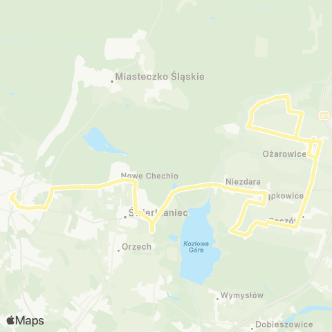 Zarząd Transportu Metropolitalnego GZM Tarnowskie Góry dworzec - Ożarowice urząd Gminy map