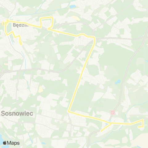 Zarząd Transportu Metropolitalnego GZM Będzin Kościuszki - Porąbka osiedle Juliusz II map