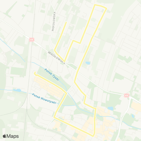 Zarząd Transportu Metropolitalnego GZM Tychy dworzec PKP - Mąkołowiec Łabędzia map