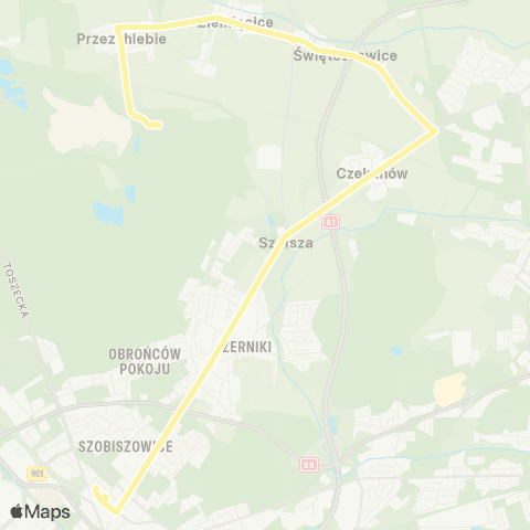 Zarząd Transportu Metropolitalnego GZM Przezchlebie pętla - Gliwice centrum przesiadkowe map