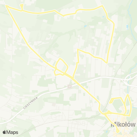 Zarząd Transportu Metropolitalnego GZM Mikołów szpital I - Mikołów szpital map