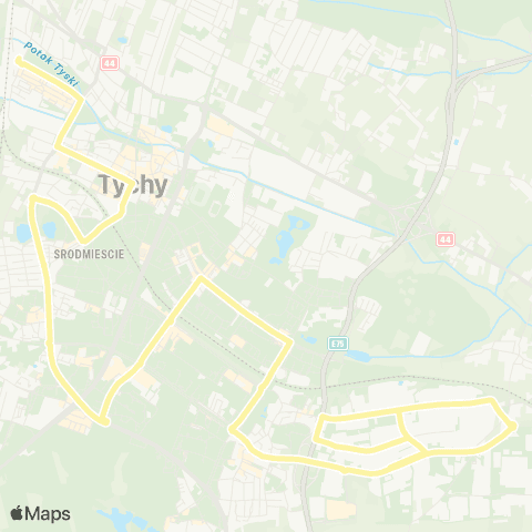 Zarząd Transportu Metropolitalnego GZM Tychy towarowa - Tychy dworzec PKP map