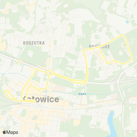 Zarząd Transportu Metropolitalnego GZM Katowice Sądowa - Katowice Sądowa map