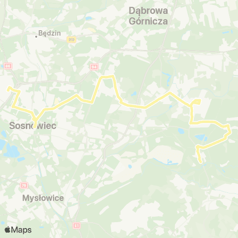 Zarząd Transportu Metropolitalnego GZM Rudna Stawowa - Maczki Kościuszki map