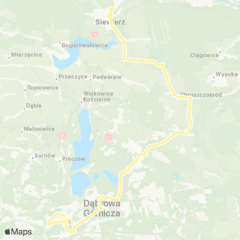 Zarząd Transportu Metropolitalnego GZM Dąbrowa Górnicza dworzec PKP - Siewierz Dom Kultury map