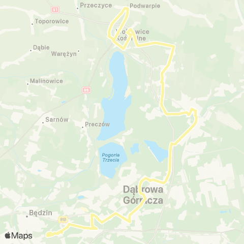 Zarząd Transportu Metropolitalnego GZM Mydlice pętla - Podwarpie pętla map