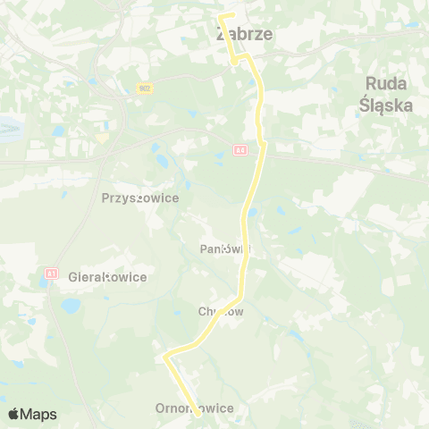 Zarząd Transportu Metropolitalnego GZM Zabrze Goethego - Ornontowice centrum map