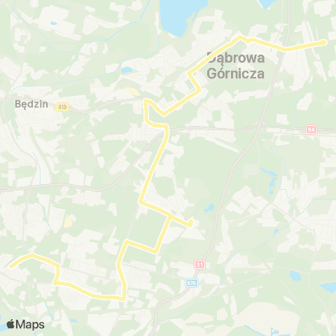 Zarząd Transportu Metropolitalnego GZM Gołonóg aleja Piłsudskiego - Sosnowiec dworzec PKP map
