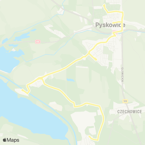 Zarząd Transportu Metropolitalnego GZM Łabędy Huta - Pyskowice szpitalna map