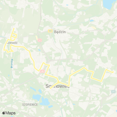 Zarząd Transportu Metropolitalnego GZM Zagórze zajezdnia - Czeladź rynek map