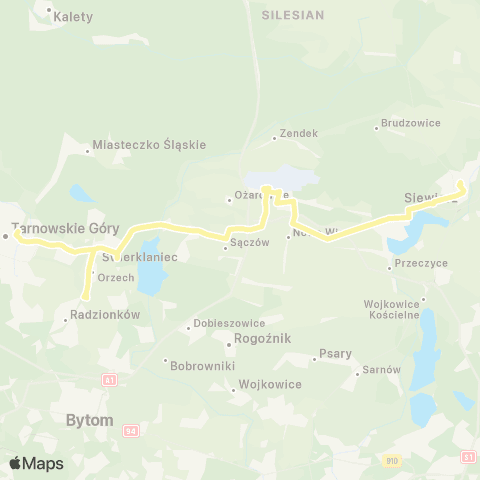 Zarząd Transportu Metropolitalnego GZM Tarnowskie Góry dworzec - Siewierz Dom Kultury map